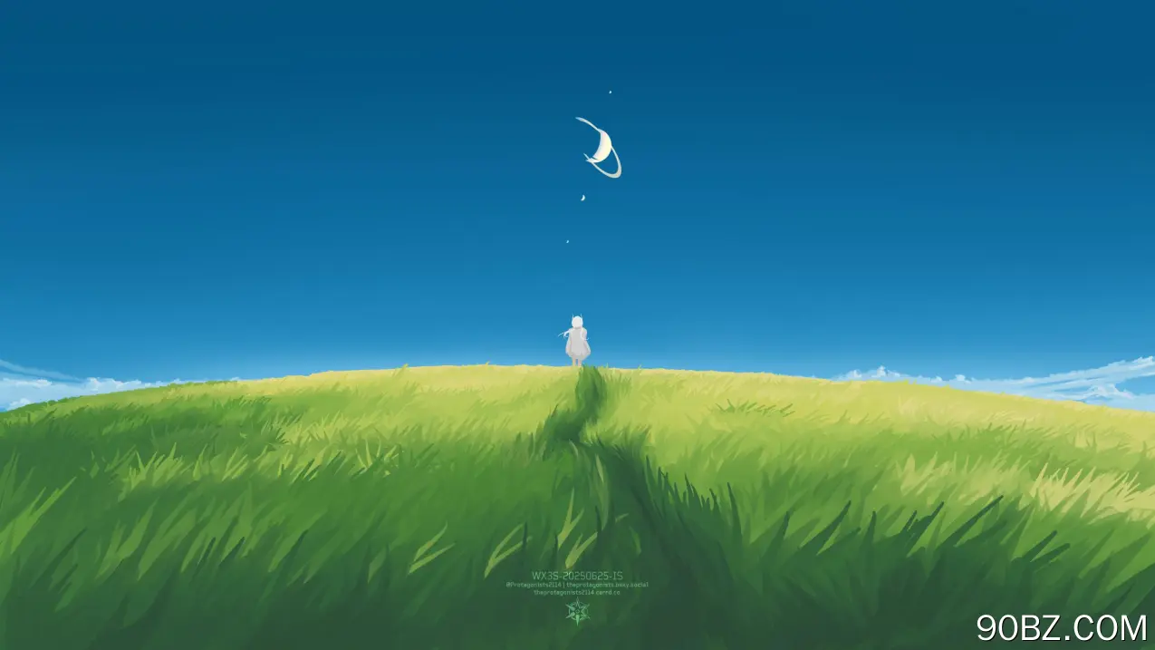 草原月夜白裙女子