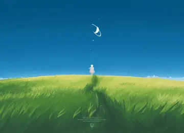 草原月夜白裙女子  2560x1440