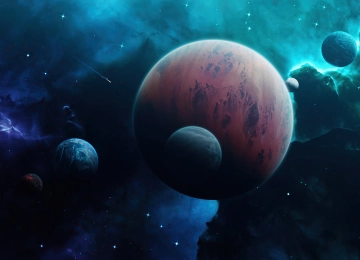 科幻 行星 太空 恒星 AI艺术 彗星 4K壁纸  5120x2880
