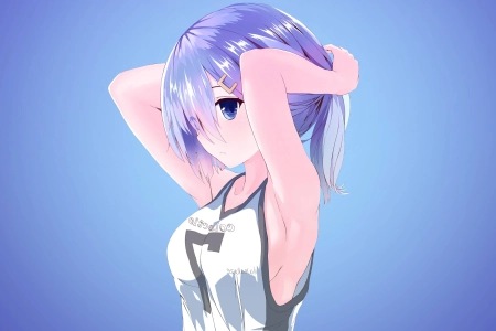 蓝眼睛 蓝色 头发 运动 服装 动漫女孩 动漫 紫色  电脑壁纸 4K壁纸 3840x2160