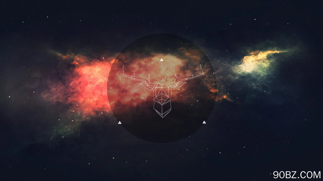 空间 线框 鹿 极简主义 矢量 抽象 抽象 空间艺术 AI艺术 圆 星云  电脑壁纸 4K壁纸