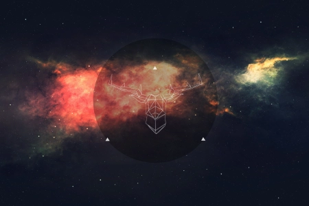空间 线框 鹿 极简主义 矢量 抽象 抽象 空间艺术 AI艺术 圆 星云  电脑壁纸 4K壁纸 3840x2160
