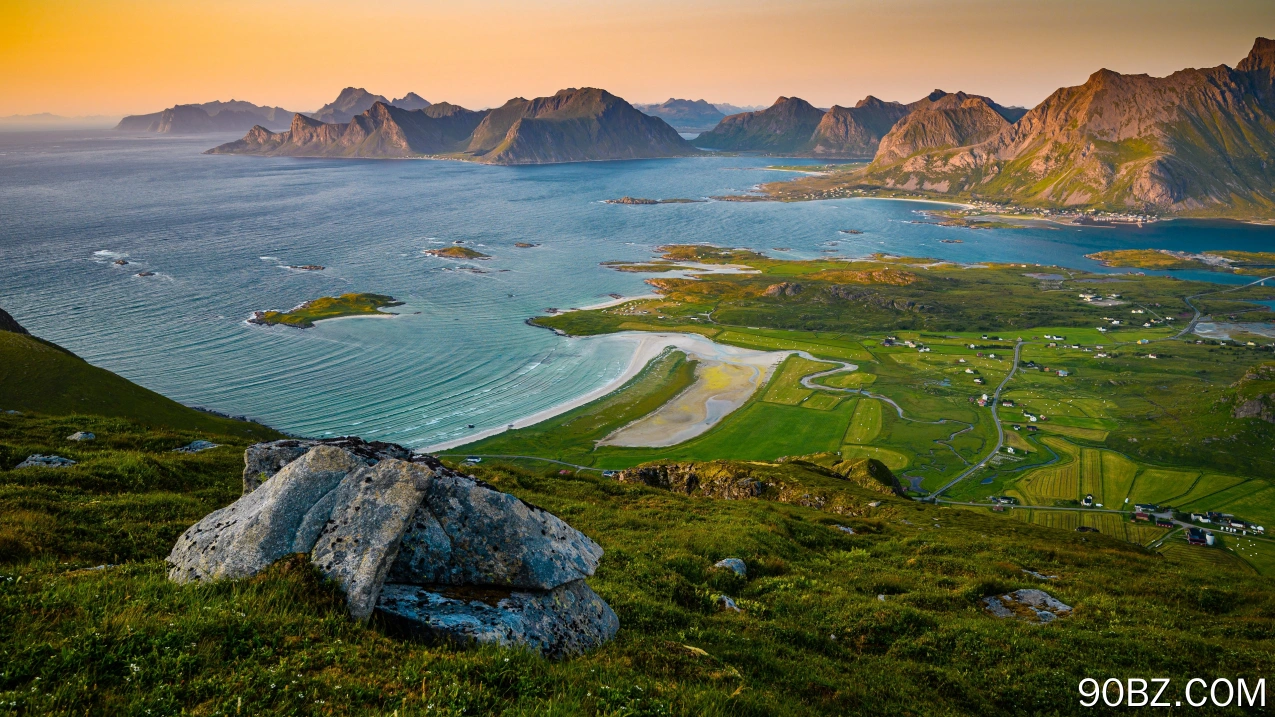自然 风景 海洋 田野 海滩 海浪 山脉  4K壁纸