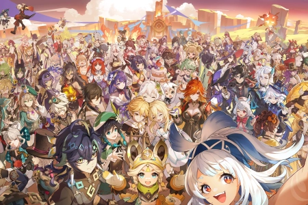 一群人 长发 短发 头发 饰品 动漫 女孩 男孩 手套 联盟 4K壁纸 4096x2303