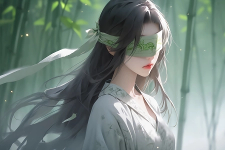 竹林 清新 蒙眼 女孩 古风 汉服 4K壁纸 3840x2160
