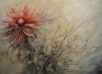 花园 红色 抽象 油画 电脑壁纸 4K壁纸  5376x3072