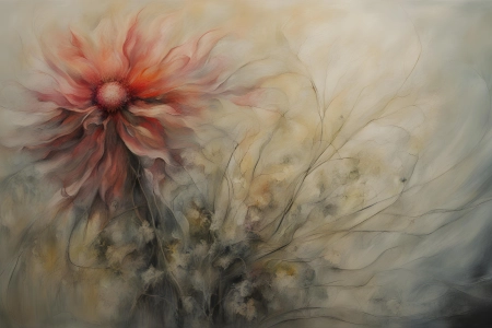 花园 红色 抽象 油画 电脑壁纸 4K壁纸 5376x3072