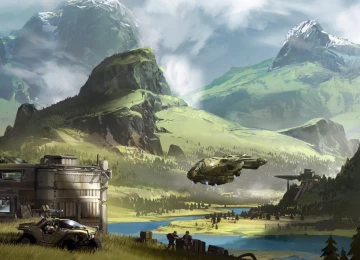 光环 无限 游戏CG 艺术 未来主义 科幻 小说 车辆 山脉 风景 工业 4K壁纸  3840x2160