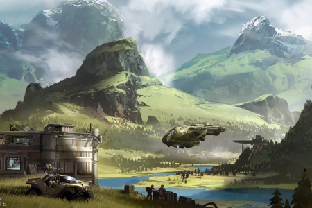 光环 无限 游戏CG 艺术 未来主义 科幻 小说 车辆 山脉 风景 工业 4K壁纸 3840x2160