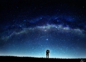 情侣 AI艺术 动画 爱情 浪漫 接吻 幻想艺术 黄昏 灯光 夜晚 夜空 天空   电脑壁纸 4K壁纸  3874x2657
