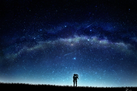 情侣 AI艺术 动画 爱情 浪漫 接吻 幻想艺术 黄昏 灯光 夜晚 夜空 天空   电脑壁纸 4K壁纸 3874x2657