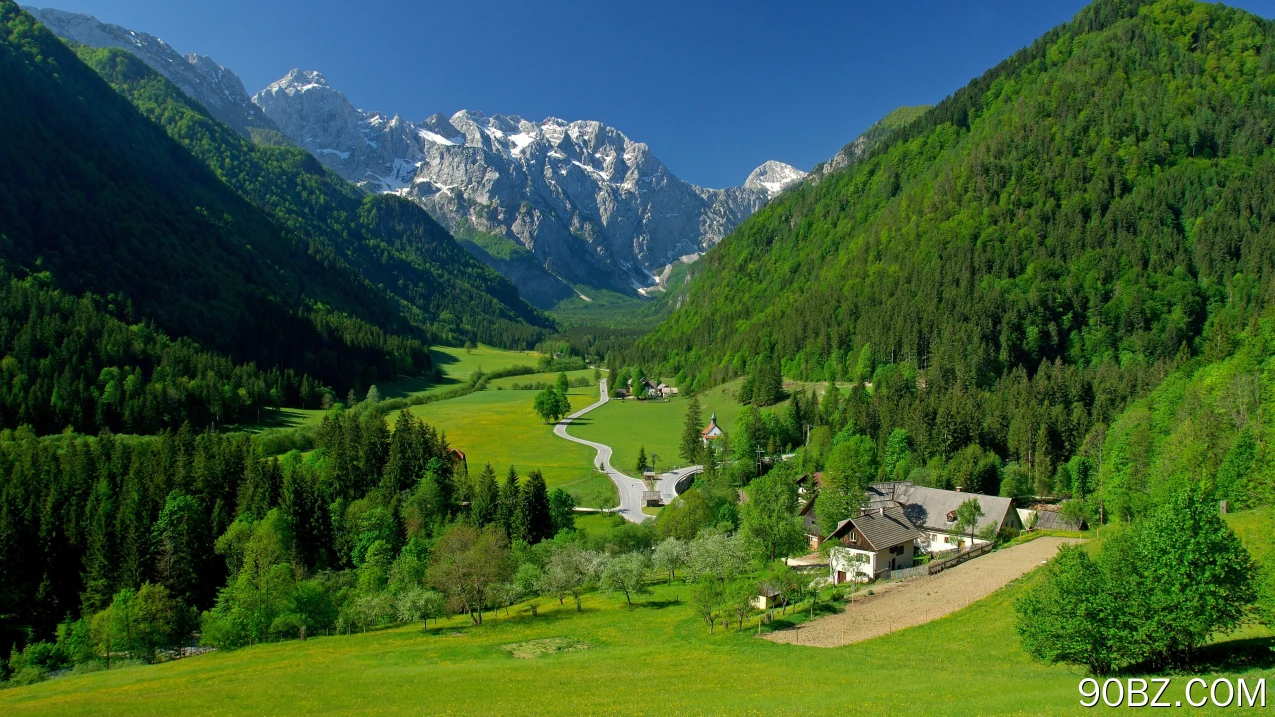 风景 村庄 丘陵 山脉 树木 阿尔卑斯山 自然  电脑壁纸 4K壁纸