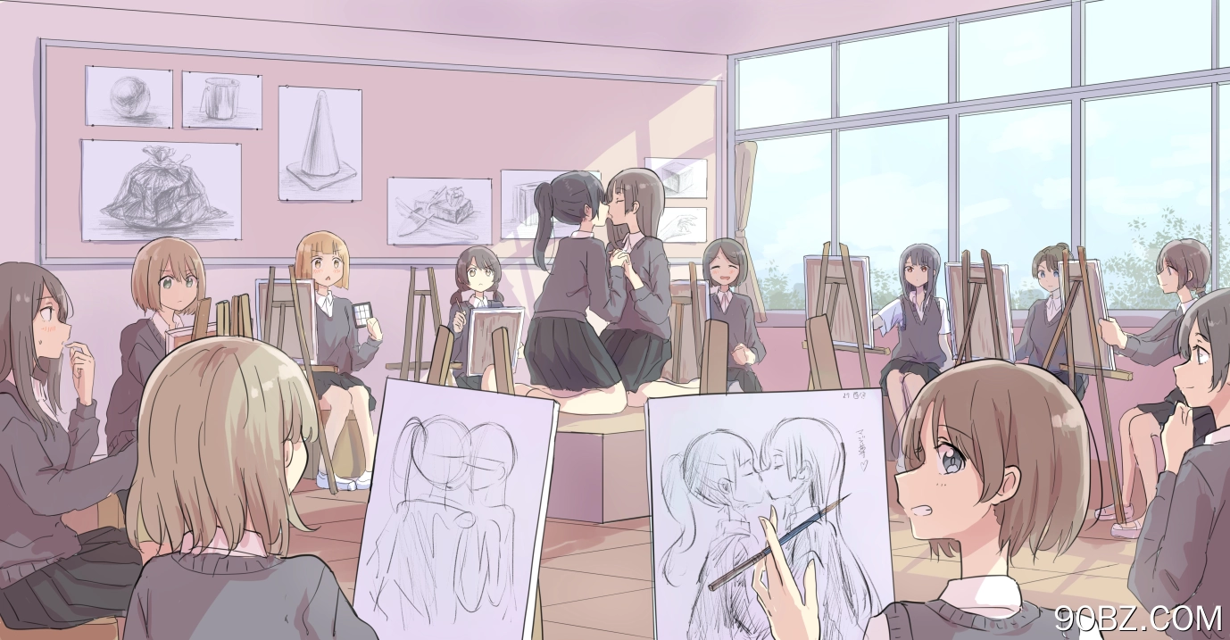 原创 角色 斗鱼 动漫 女孩 校服 接吻 尤里 4K壁纸