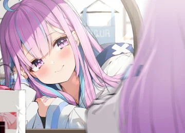 活力女孩 光子 反射 双色头发 彩色眼影 腮红  电脑壁纸 4K壁纸  4096x2640