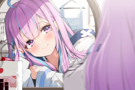 活力女孩 光子 反射 双色头发 彩色眼影 腮红  电脑壁纸 4K壁纸 4096x2640