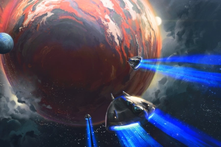 AI艺术 插图 空间 空间艺术 伽利 星星 宇宙飞船 科幻  电脑壁纸 4K壁纸 3840x2160