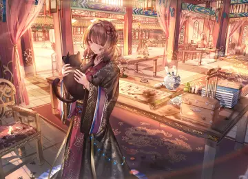 动漫 猫 国风 汉服 4K壁纸  5116x2462