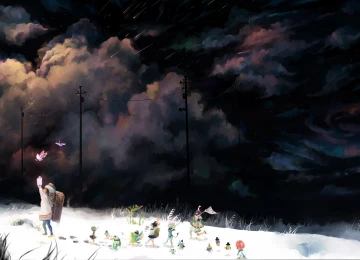 儿童 奇幻艺术 雪 黑暗 云 天空 户外 电线  电脑壁纸 4K壁纸  3840x2160