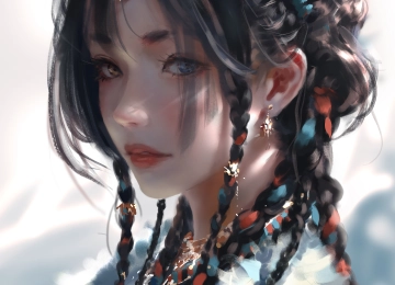 幻想女孩 辫子 鬼剑士 AI艺术 肖像显示 手机壁纸 4K壁纸  5000x8000