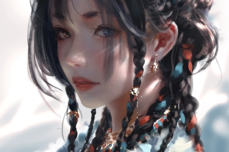 幻想女孩 辫子 鬼剑士 AI艺术 肖像显示 手机壁纸 4K壁纸 5000x8000