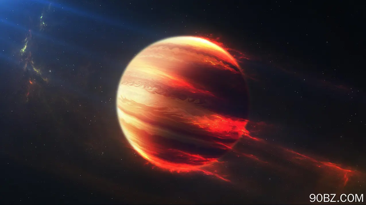 空间 木星 太阳光线 红色 无尽的空间 空间艺术 AI艺术 行星  电脑壁纸 4K壁纸