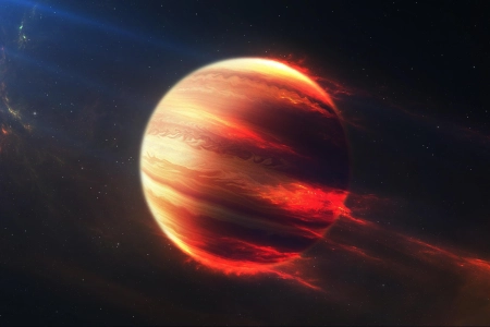 空间 木星 太阳光线 红色 无尽的空间 空间艺术 AI艺术 行星  电脑壁纸 4K壁纸 3840x2160