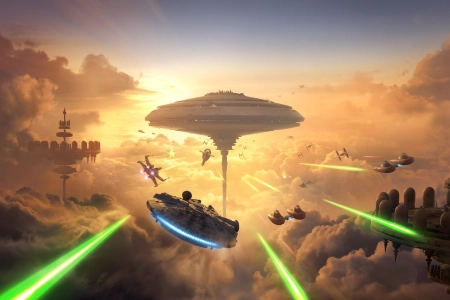 夕阳辉光 天空 超宽 翼 星球大战 电脑壁纸 4K壁纸 6000x2826