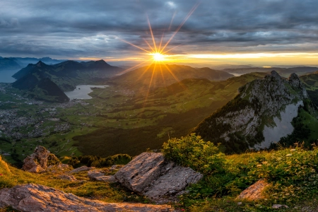 自然 景观 日出 日落 山 4K壁纸 6143x2416