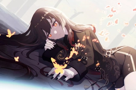 黑发 眼泪 动漫 女孩 哭泣 4K壁纸 5508x3277