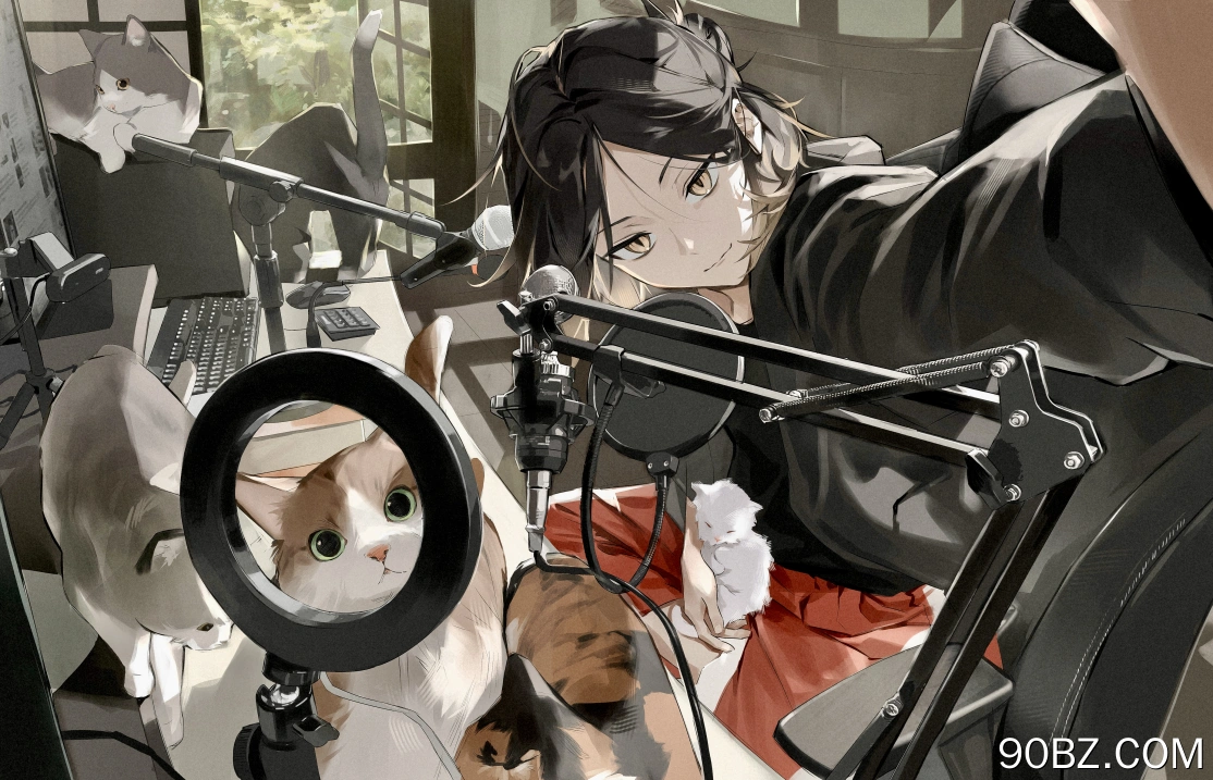 动漫 女孩 猫 4K壁纸