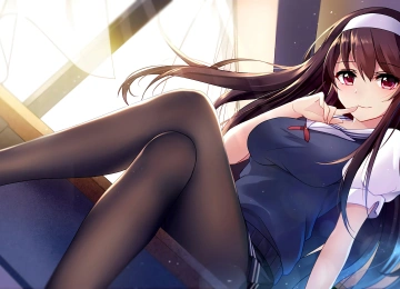 黑发 红眼 微笑 动漫 裤袜 校服 女孩 4K壁纸  3840x2160
