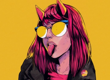 女性 简单背景 绘画 艺术 设计 黄色 赛博朋克 电脑壁纸 4K壁纸  4000x2240