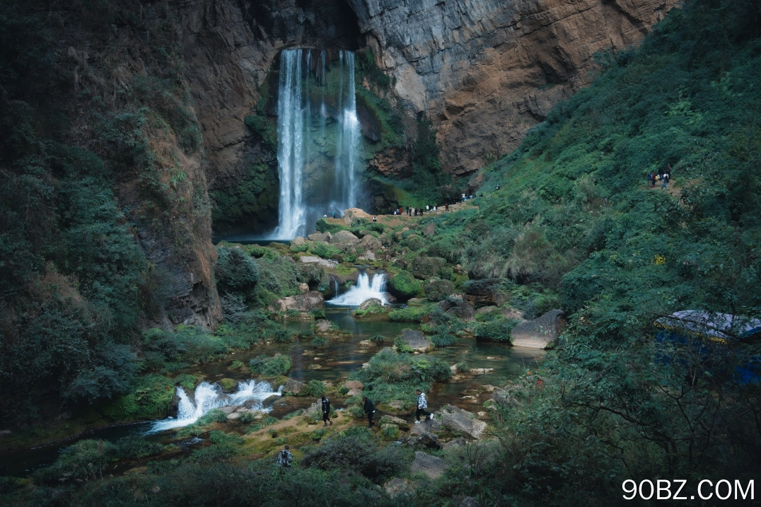 瀑布 自然 森林 中国 羊皮洞瀑布 电脑壁纸 4K壁纸