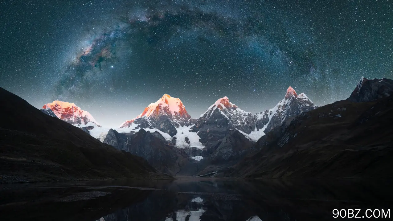 山 天空 星星 雪 夜 夜景 自然 电脑壁纸 4K壁纸