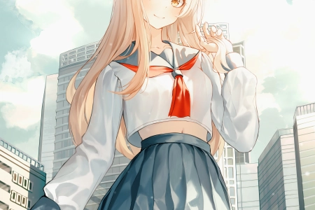金发 动漫 女孩 校服 手机壁纸 4K壁纸 4563x8405