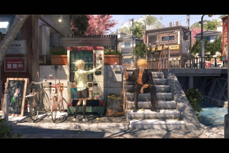 雷森 短发 坐着 户外 男人 微笑 男学生 原创 人物 楼梯 宽屏幕 动漫 男孩 扶手 自行车 水 饮料 标志 树木 电线 建筑 黄眼睛 校服 自动售货机 阳光 斑点阳光 4K壁纸 4200x2363