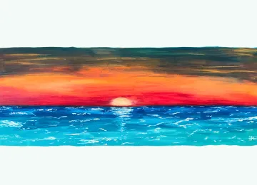 日落 绘画 大海 4K壁纸  3840x2160