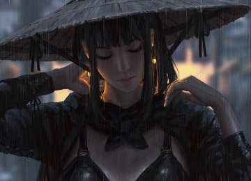 女战士 原创人物 齐肩发 奇幻战士 黑发 动漫女孩  电脑壁纸 4K壁纸  4096x2243