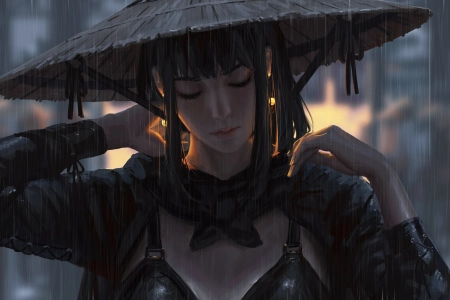 女战士 原创人物 齐肩发 奇幻战士 黑发 动漫女孩  电脑壁纸 4K壁纸 4096x2243