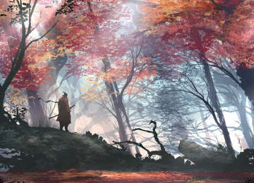 影逝 twice 森林武士 数码艺术 树木 幻想艺术 画作 叶子 阳光 游戏艺术 站立 游戏 枝条 游戏人物 刀  3840x2160