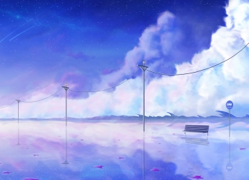 AI艺术 插图 绘画 景观 云 天空 景观 彗星 倒影 长凳 幻想艺术 道路 太阳 大气 4K壁纸  4961x2705