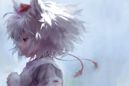 短发 动漫女孩 简单背景 犬夜叉 绘画 艺术 兽耳 萝莉 电脑壁纸 4K壁纸 3840x2160