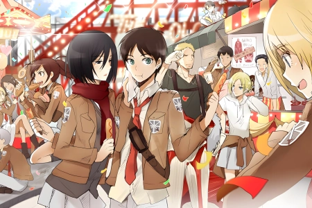 Eren,Yeager,笠阿克曼,安妮&middot;莱昂哈特（Annie,Leonhart）,阿明Arlert,动画片,壁纸,5120x2816 5120x2816