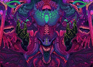 生物实体 布洛克螺旋 迷幻 超现实 混乱 丰富多彩 数字艺术 4K壁纸  5600x2614