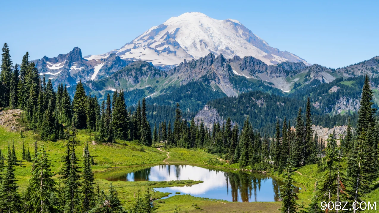 自然 风景 山脉 森林 湖泊 倒影 天空 雪 4K壁纸