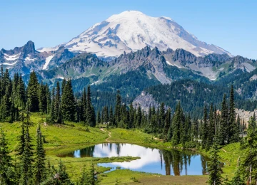 自然 风景 山脉 森林 湖泊 倒影 天空 雪 4K壁纸  3840x2160