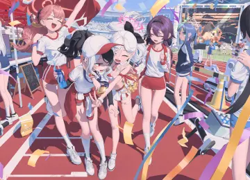 啦啦队员 拥抱 娇小 白发 动漫 动漫女孩 电脑壁纸 4K壁纸  4096x2160