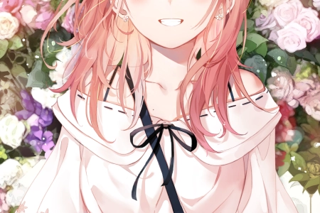 红发 动漫 鲜花 女孩 黄眼睛 手机壁纸 4K壁纸 4099x6018