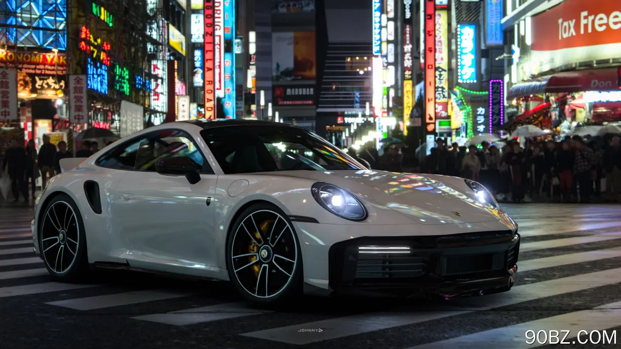 保时捷911 GT3赛车夜景街头