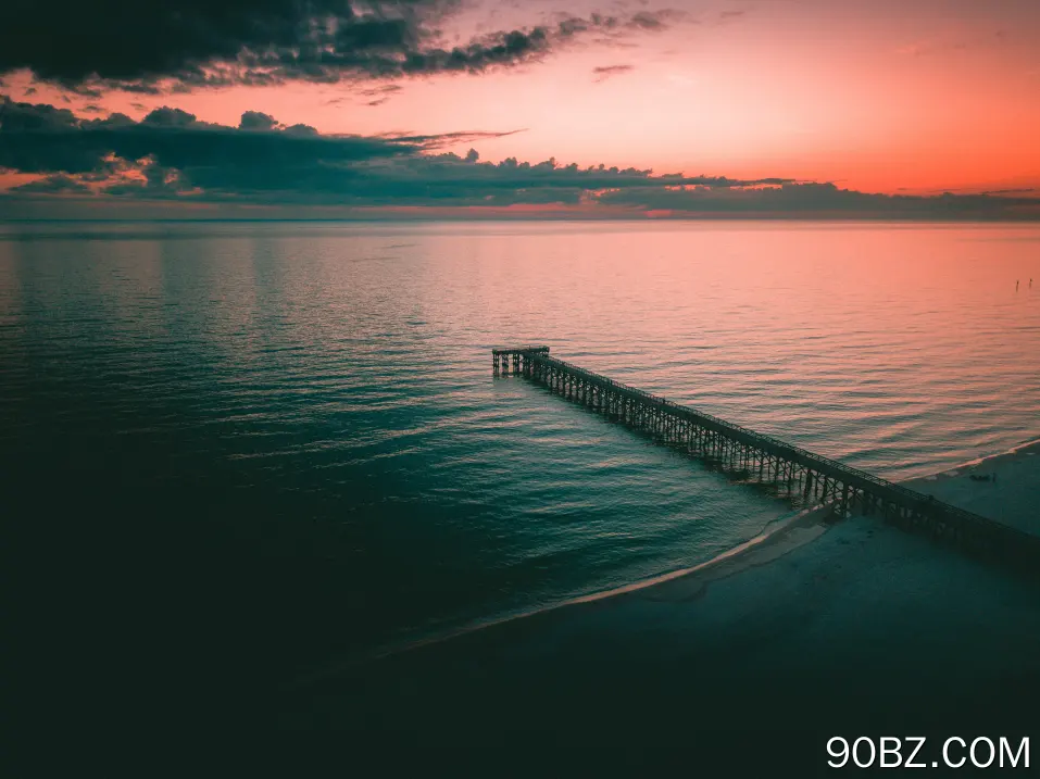 自然 水域 海滩 日落 码头 鸟瞰 风景  电脑壁纸 4K壁纸